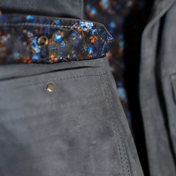 Suede Blue/Grey Shirt Jacket - Picture 2 of 10